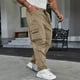 thumbnail image 1 of Pantalones largos para hombre, primavera y verano, color liso, bolsillos, color liso, cordón ajustable, ropa de trabajo, pantalones deportivos e informales, pantalones de poliéster para hombre., 1 of 9