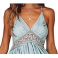 thumbnail image 5 of HLSOHJP Women's Floral Print Beach Sundress Sleeveless Halter Spaghetti Straps Backless Lace Mini Swing Skater Dresses, 5 of 7