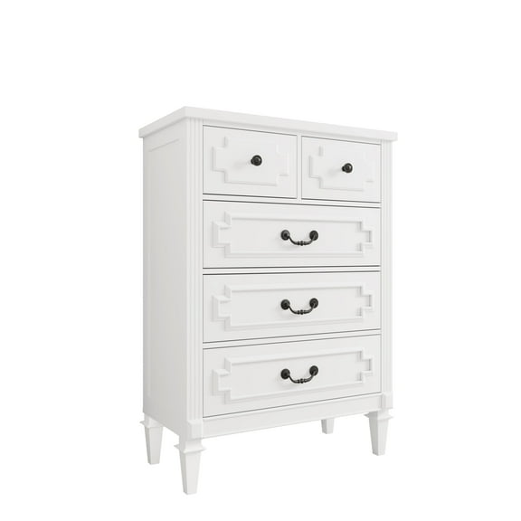 5 Drawers Dresser Chests for Bedroom, Wood Chset of Drawers, Dressers Organizer for Bedroom, Living Room, Hallway, White