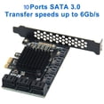 thumbnail image 3 of Tarjeta de expansión PCIE SATA 3.0 Convertidor interno de 6 Gbs (1X PCIE a 10 puertos), 3 of 9