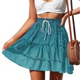 thumbnail image 2 of Cinvoph Women's Flowy Shorts Skirts Gradient Color Drawstring Elastic Waist Ruffle Mini Skirts Casual Pleated Summer Trendy, 2 of 6
