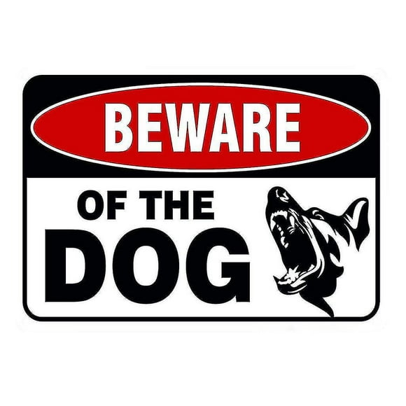 Beware Of The Dog Logo Iron Sign, There Are Dogs Metal Warning Sign