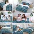 thumbnail image 5 of Queen 4 Piece Bedding Set Blue Moroccan Abstract Plaid Soft Breathable Duvet Cover and Pillowcase, Watercolor Gradient Color Block Duvet Cover Set Bed Sheets for Bedroom Dormitory Guest Room, 5 of 9