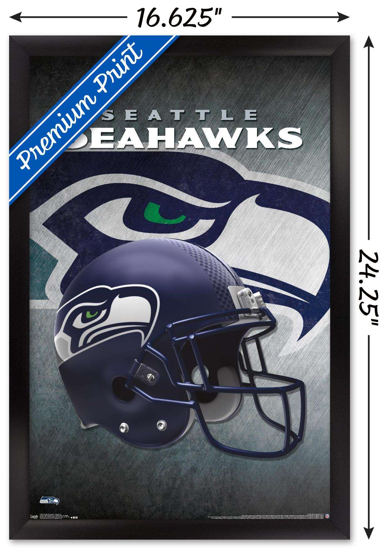 NFL Seattle Seahawks - Helmet 16 Wall Poster, 14.72" x 22.37", Framed