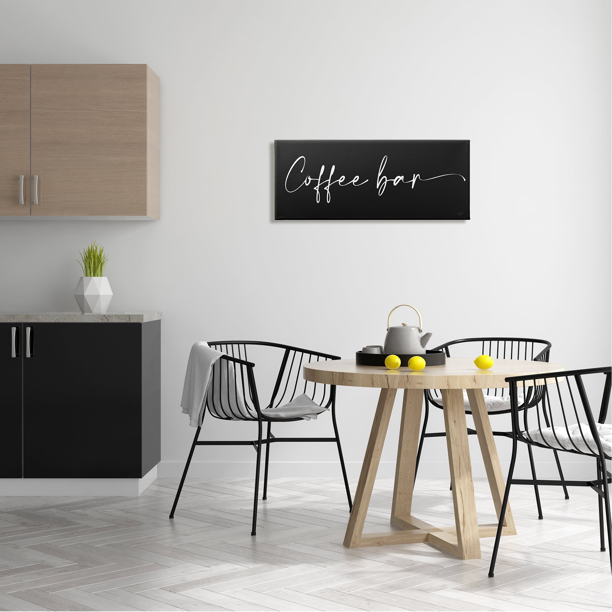 Stupell Industries Coffee Bar Classy Script Text Black Background Sign Graphic Art Gallery Wrapped Canvas Print Wall Art, Design by Lux + Me Designs