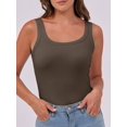 thumbnail image 5 of Womens Sleeveless Scoop Neck Tank Top Ribbed Fitted Summer Basic Slim Cute Tops Brown L, 5 of 9