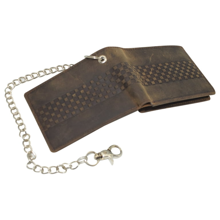 Chain Wallets for Men RFID Blocking Vintage Leather Bifold Wallet Sturdy  Chain