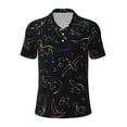 thumbnail image 2 of Daiia Dinosaur Pattern Men’s Polo Shirts,Solid Deck Shirt,Classic Fit, Breathable Cotton Polo for Casual and Sport Wear-Small, 2 of 7