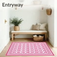 thumbnail image 3 of ODIKA 5'x7' Machine Washable Non-Slip Area Rug, Tile Inspired Padded Comfort Floor Cover High Traffic Rug with Pad, Pink, 597611, 3 of 8