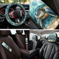 thumbnail image 4 of Uorisanigo Sea Turtle 14 Pieces Automobile Seat Cover Sets with Cars Headrest Cover and Steering Wheel Cover Car Armrest Cover Auto Seat Belt Cover Water Cup Pad Keychain Soft for Car SUV, 4 of 6