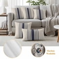 thumbnail image 6 of 2 Pack Outdoor Waterproof Throw Pillow Covers,Modern Navy Blue White Stripe Decorative Square Patio Pillowcases for Chair Couch Sofa 18x18in, 6 of 9
