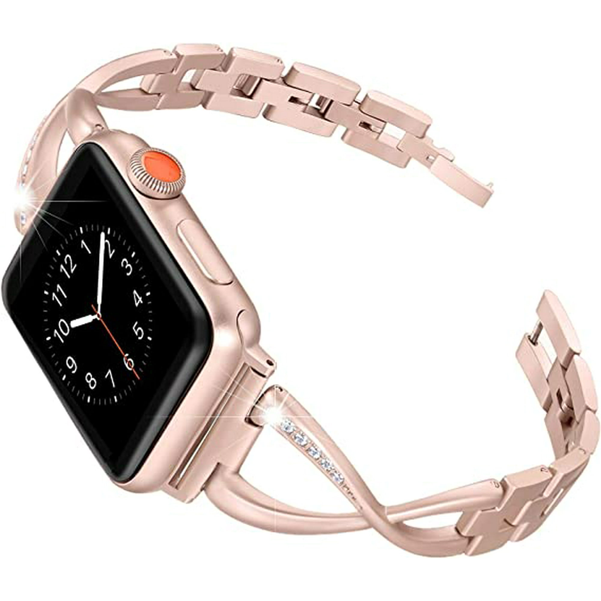 Bands Compatible with Apple Watch Band 38mm 40mm 41mm 42mm 44mm 45mm Iwatch SE Series 7 6 5 4 3 2 1 Women Dressy Jewelry Stainless Steel Accessories
