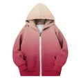 thumbnail image 2 of AHTJRT Girl's Jacket Gradient Color Long Sleeve Outerwear with Pockets Full Zip Hooded Coats Fall Winter Thermal Windproof Coats Wine 10-11 Years, 2 of 5