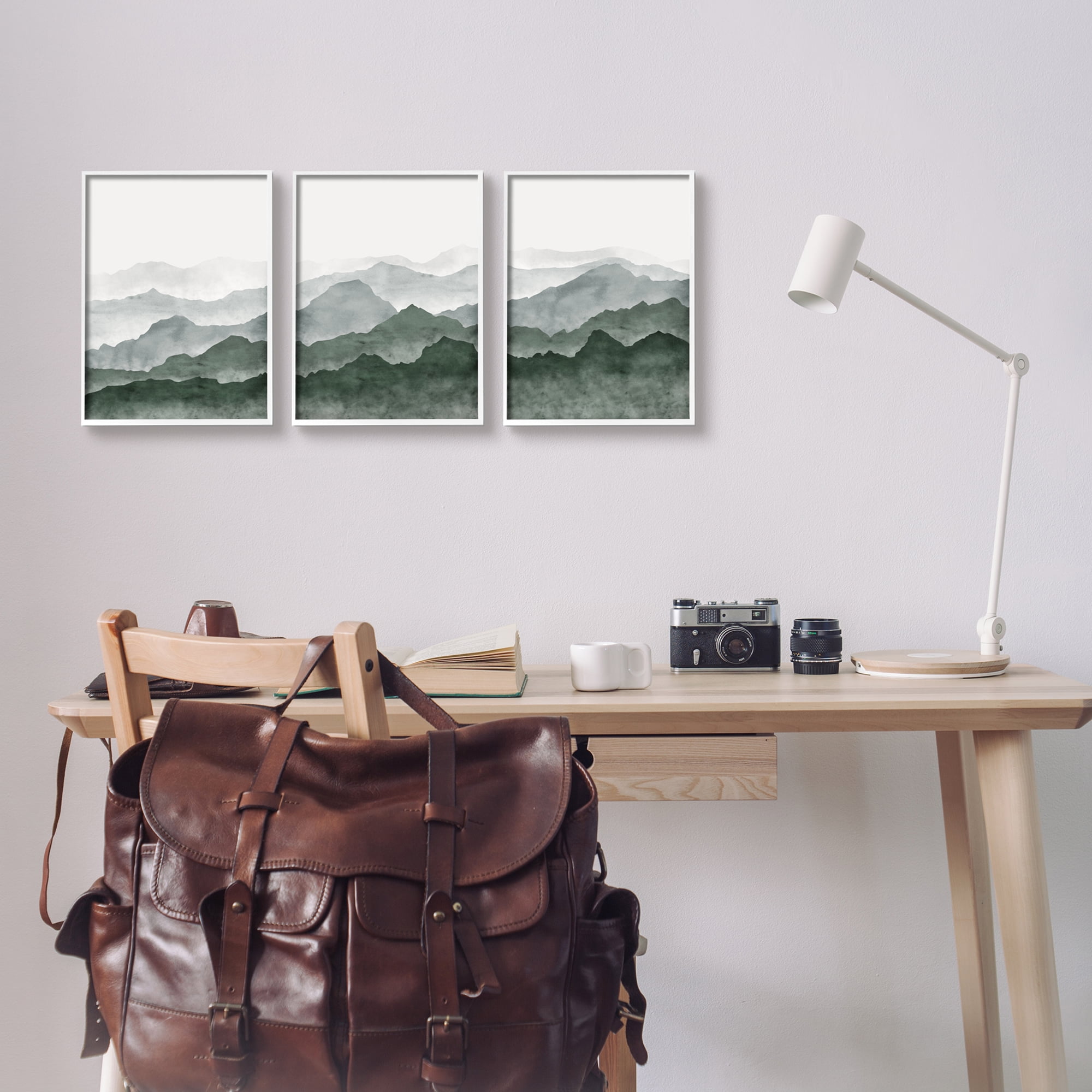 Stupell Sage Hills Mountain Nature View Landscape Painting White Framed Art Print Wall Art, Set of 3