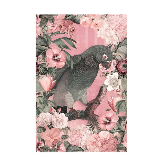 Trademark Fine Art Andrea Haase The Parrots Paradise Garden 3 Pastel Pink Canvas Wall Art