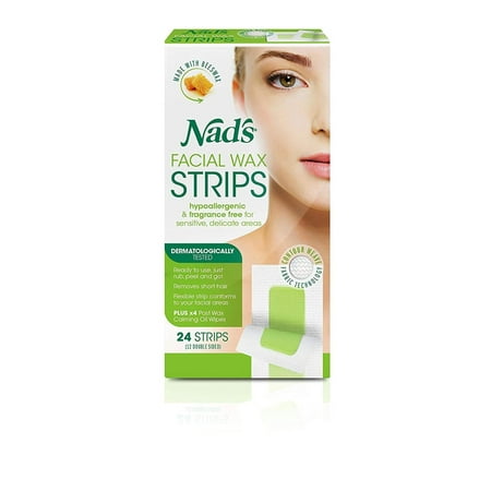 Nad's Hypoallergenic Facial Wax Strips, 24 strips (Pack of 2), The quick and easy way to remove unwanted facial hair By (Best Way To Remove Female Facial Hair)