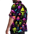 thumbnail image 3 of Alien Men's Short Sleeve Button Down Poplin Hawaiian Shirt for Summer Beach, Casual Printed Unisex Style, 3 of 6