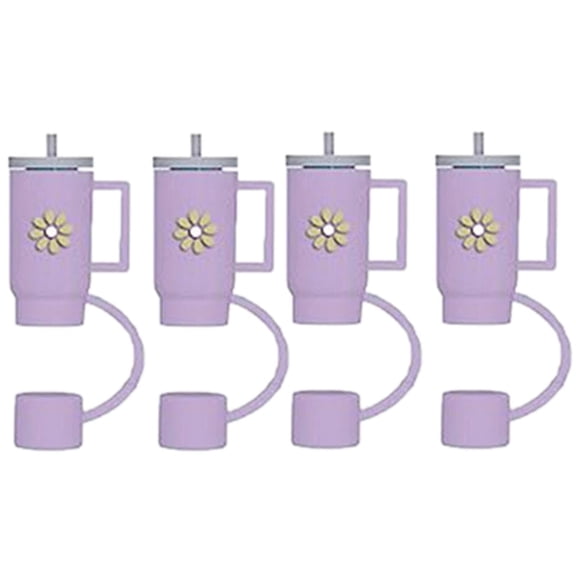 ACDANC 4 Pcs 10mm Straw Covers,Straw Caps and Toppers in Purple