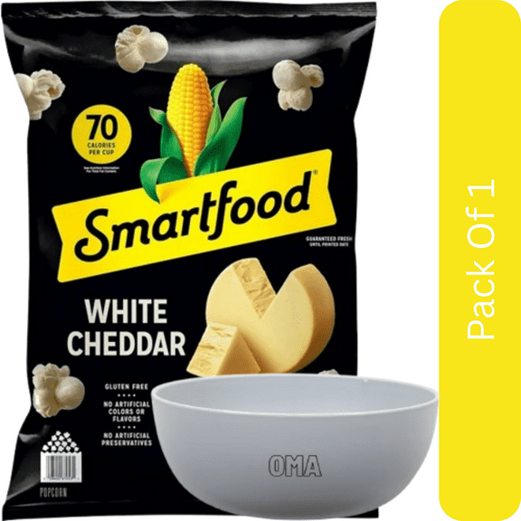 Smartfood White Cheddar Popcorn, 17 oz , With Olive White Bowl By OMA