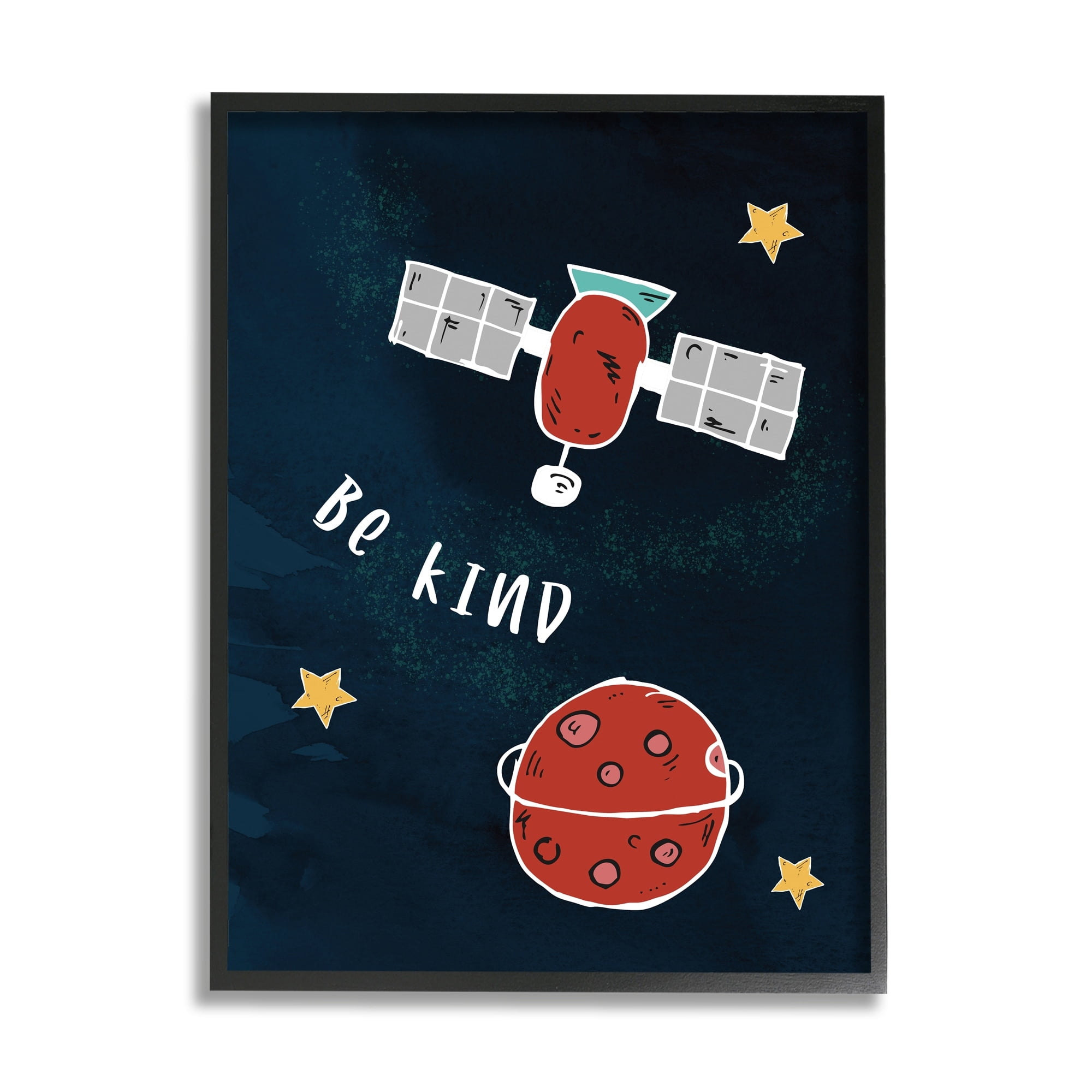 Stupell Industries Be Kind Phrase Red Planet Satellite and Stars,11 x 14,Designed by Daphne Polselli