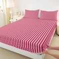 thumbnail image 5 of Castle Fairy Abstract Vertical Stripes Bed Sheets 4-Piece,Minimalist Linear Band Full Size Sheets,Lavender Red,1 Flat Sheet, 1 Fitted Sheet and 2 Pillowcases, 5 of 7