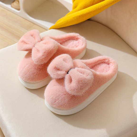 Women's Thermal Slippers Soft And Comfortable Furry Warm Fleece Lined Slippers With Non-slip Grippers, Women's Home Bedroom Slippers Menrkoo