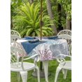 thumbnail image 3 of Outdoor Tablecloth with Umbrella Hole for Patio/Picnic/Party/Camping, Purple Coral Coastal Waterproof Table Cloth Round Cover Washable, Blue Conch Starfish Nautical Ocean (Dia 54"), 3 of 9