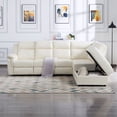 thumbnail image 3 of Manual Reclining Sectional Sofa Set, PU Leather Adjustable Recliner L-Shape Sectional Couch with Console & Cup Holders for Living Room (Beige), 3 of 9
