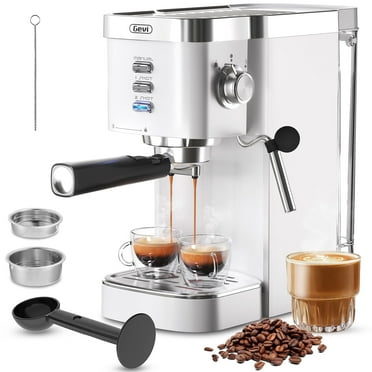 Gevi 20 Bar Automatic 40-Cup White Espresso Machine with Milk Frother Wand