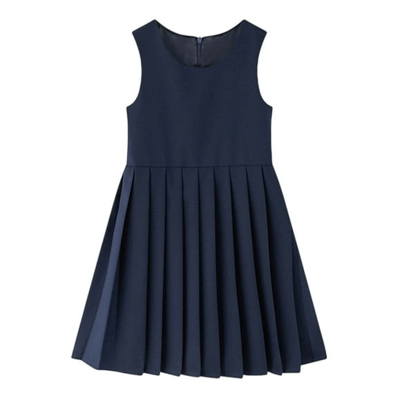 TANYSU Girls School Style Dress Casual Pinafore Dress For Kids Daily Wear Summer Fall Elastic Comfortable Child Solid Color Turndown Collar Dresses