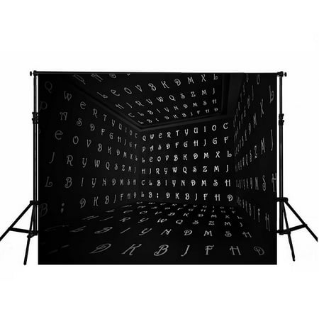 MOHome Polyster 3D Black Photography Background Cloth 5x7ft White Letter Film Scene Backdrop for Professional