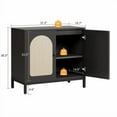 thumbnail image 3 of Woven Rattan Sideboard Cabinet, Kitchen Storage Cabinet with Adjustable Shelf, Freestanding Storage Sideboard for Living Room, Dining Room, Hallway, Entry, 3 of 8