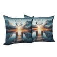 thumbnail image 3 of Ambesonne Lake Throw Pillow Cover Pack of 2, Sunset Horizon Dreamcatcher, 2 Pcs-36"x16", Slate Blue Orange, 3 of 5