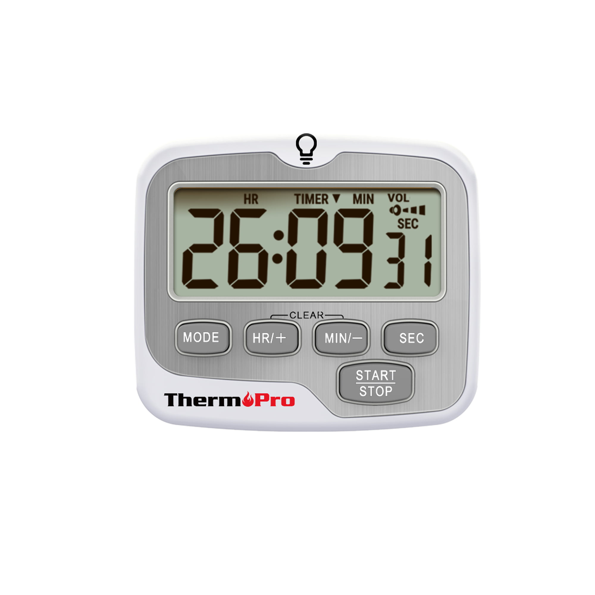 Thermopro Tm01w Kitchen Timer With Count Up And Countdown Timers For Cooking,  Classroom, Exercise With Lcd Screen Touch Backlight In White : Target