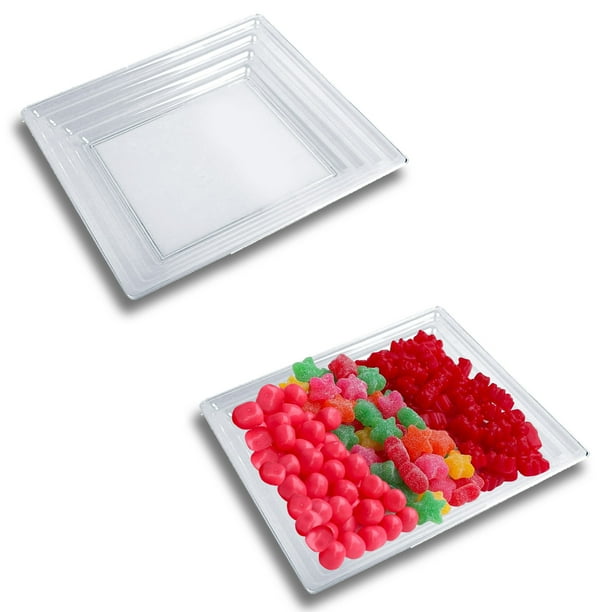 Clear Plastic Serving Tray Heavyweight Square Platter 12"X12