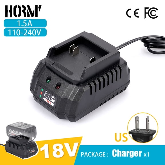Hormy 18V 1.5A 50/60HZ Li-ion Battery Charger US Plug Replacement Fast Charger for No Certified Chip and Pin Li-ion with Overcharge Protection, New