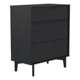 thumbnail image 1 of 3-Drawer Groove Handle Solid Wood Dresser - Black, 1 of 5
