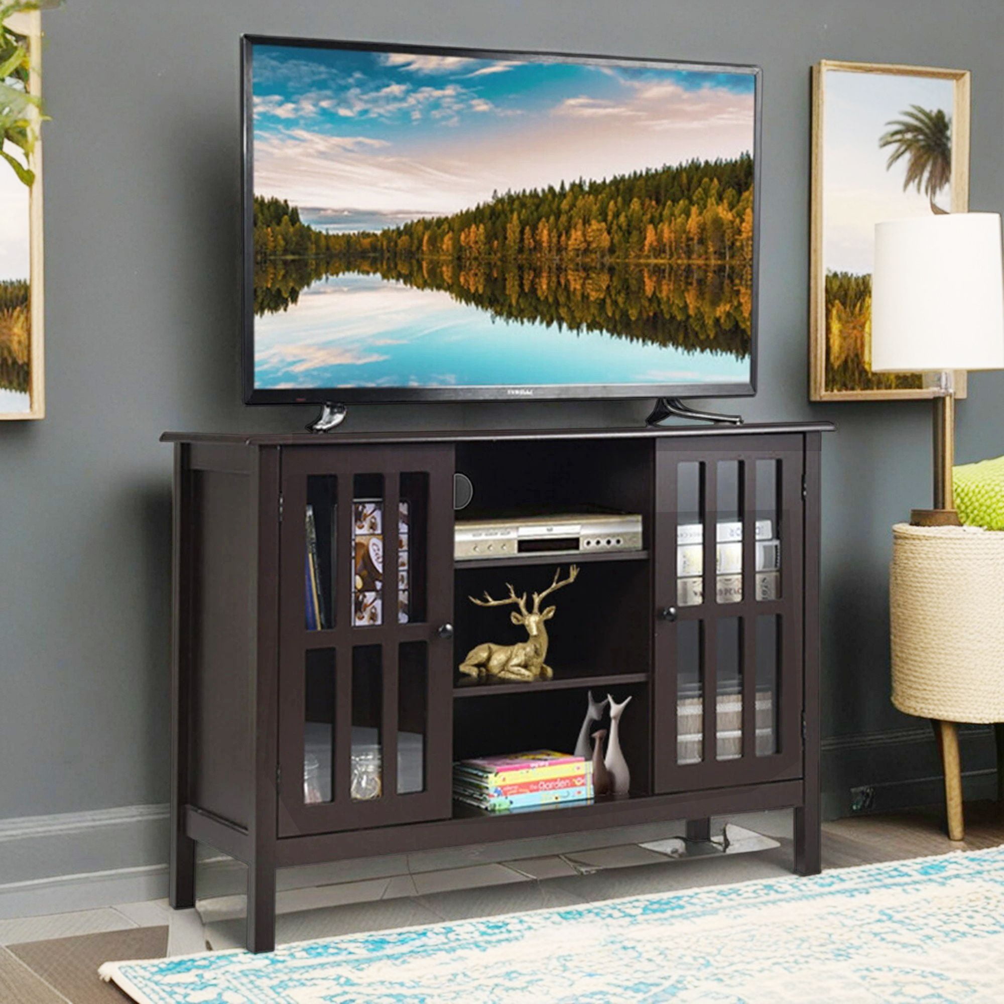Demi Bonn TV Stand, TV Cabinet, Wooden TV Stand Console Cabinet for 50 Inch TV, for Living Room, Bedroom, Brown