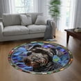 thumbnail image 5 of Robot Friends Round Area Rug, tech cartoon circle carpet for playroom or boys bedroom, soft washable non-slip floor mat, fun futuristic décor, 5 of 7