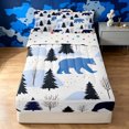 thumbnail image 2 of Manfei Forest Bear Zipper Queen Comforter Set with Fitted Sheet and 2 Pillowcases, Waterclor Rustic Animal Zipper Bedding Set, White Navy, Polkadot Reversible, 4 Pieces, 2 of 7