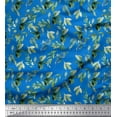 thumbnail image 1 of Soimoi Blue Poly Georgette Fabric Flower Leaves Print Fabric by Yard 52 Inch Wide, 1 of 3