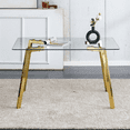 thumbnail image 2 of Tcbosik Glass Dining Table, Modern Rectangular Table with Metal Legs, 51 inch Kitchen Table for Home, Gold, 2 of 10