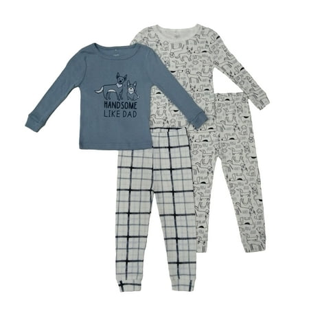 

Le Top Baby Boy & Toddler Boy 4 Pc Mixed Pajama Set 2 Long Tops 2 Long Bottoms Sizes 12 Months-4T