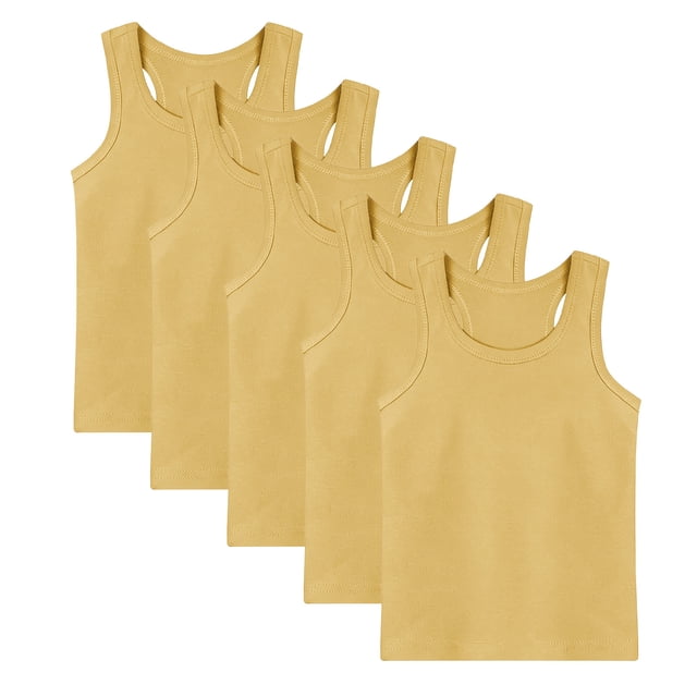 fatyb Lot de 5 Débardeurs en Coton pour Enfants Garçons Filles Sans Manches Chandails de Dessous Doux T-Shirts Décontractés à Col Rond