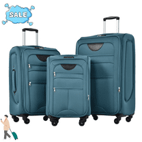 Tcbosik 3-Piece Softside Expandable Luggage Set, 20/24/28 inch Lightweight Suitcase with TSA Lock and Spinner Wheels, Green