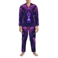 thumbnail image 3 of Sikiie Purple Starry Sky Antelope Mens Pajama Set, Soft Warm Long Sleeve Sleepwear, Cozy Button-Down Pjs for Men-Small, 3 of 7