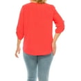 thumbnail image 3 of Women's Plus Size Casual Round Neck Top with Button Tab Sleeve, 3 of 6