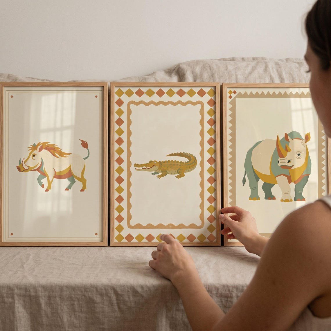 Terracotta Safari Animal Earth Tone Wildlife Nursery Poster, Set 3, Poster Only