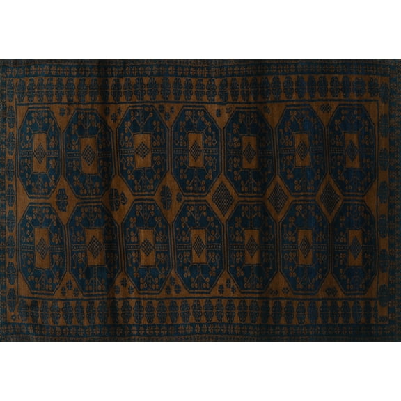 Ahgly Company Indoor Rectangle Persian Turquoise Blue Traditional Area Rugs, 5' x 7'