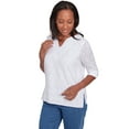 thumbnail image 3 of Alfred Dunner Womens Petite White Textured Split Neck Top, 3 of 4